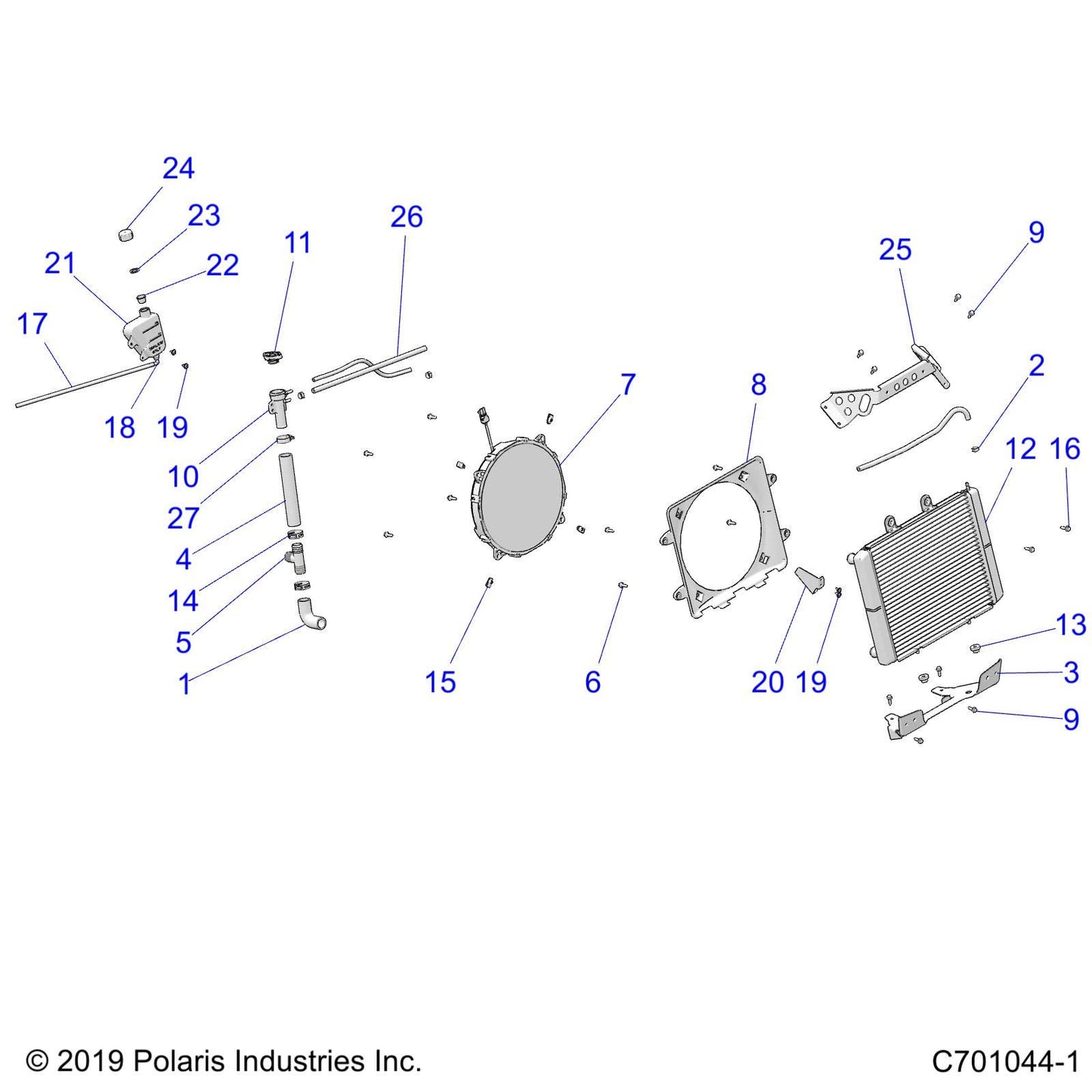 Polaris Ranger Fan Assembly, 11 in, Genuine OEM Part 2410413, Qty 1