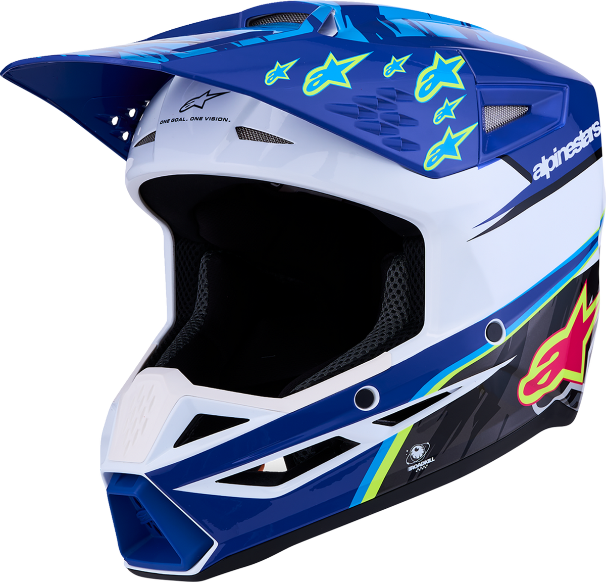 ALPINESTARS Youth SM3 Helmet - Falcon - Blue/White/Black/Pink Fluo - Large 8301327-7347- YL