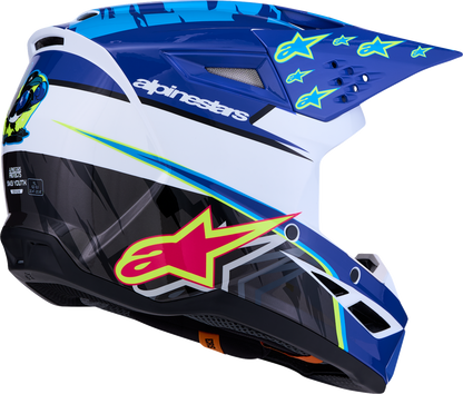 ALPINESTARS Youth SM3 Helmet - Falcon - Blue/White/Black/Pink Fluo - Large 8301327-7347- YL