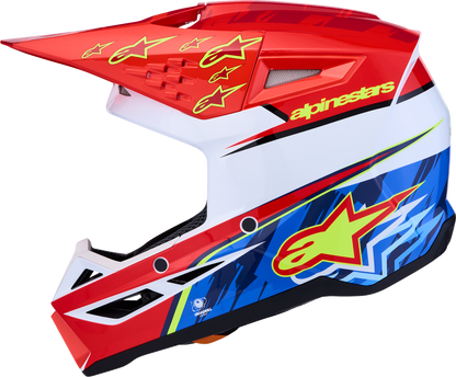 ALPINESTARS SM3 Helmet - Falcon - Red Fluo/White/Blue/Yellow Fluo - Large 8300927-3206-L