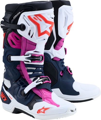 ALPINESTARS Tech 10 Supervented Boots - Dark Blue/White/Black/Fuchsia - US 9 / EU 43 2010520-7337-9