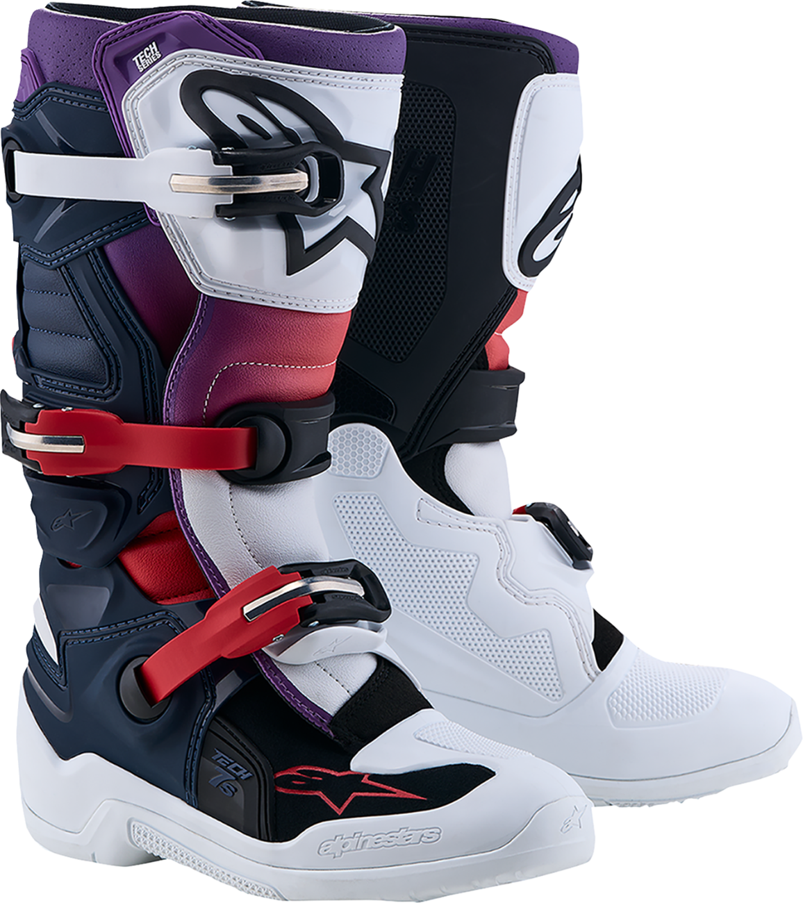 ALPINESTARS Youth Tech 7S Boots - Dark Blue/White/Black/Purple - US 2 / EU 34 2015017-7341-2