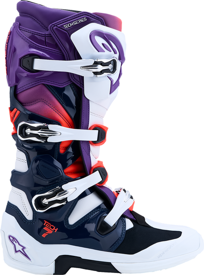 ALPINESTARS Tech 7 Boots - Purple/Blue/Fluorescent Red/White - US 9 / EU 43 2012025-3192-9