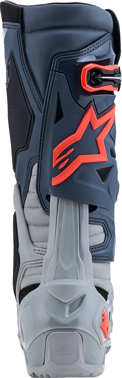 ALPINESTARS Tech 10 Enduro Boots - Medium Gray/Dark Gray/Fluorescent Red - US 11 / EU 45.5 2010025-9338-11