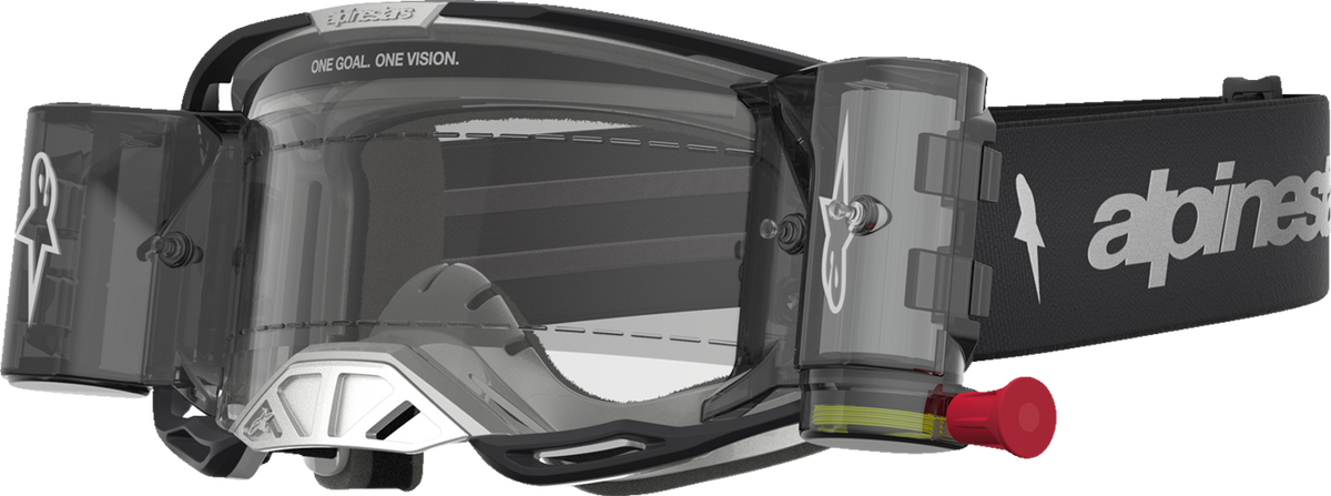 ALPINESTARS GOGGLES Vision 8 Goggle - Amber - Roll-Off - Black/Silver - Clear Lens 5103327-1742