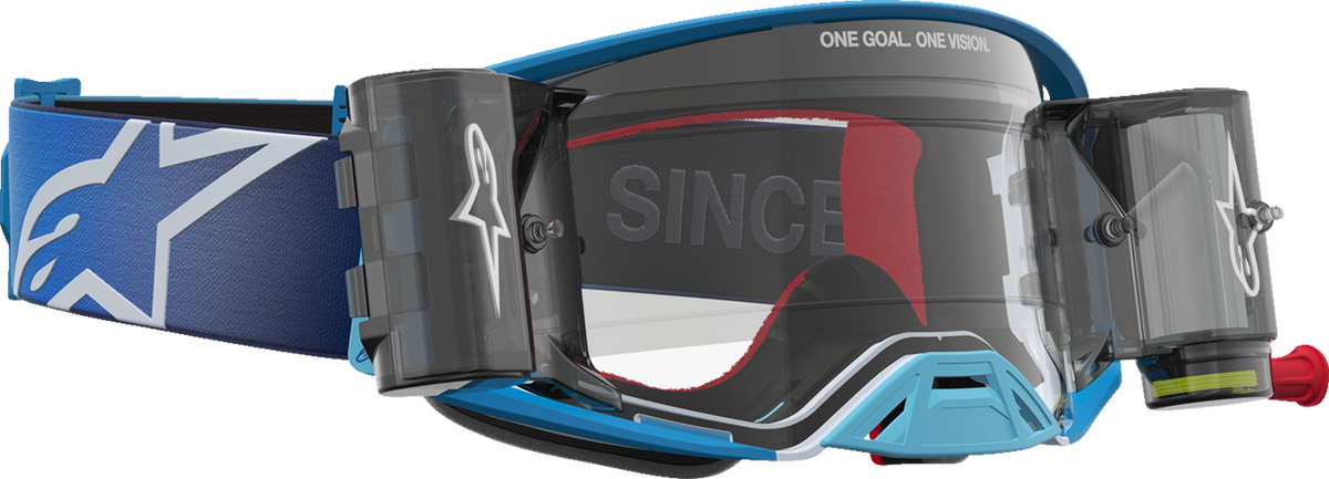 ALPINESTARS GOGGLES Supertech Goggle - Firma - Roll-Off - Blue/Silver - Clear Lens 5100227-7368