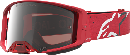 ALPINESTARS GOGGLES Supertech Goggle - Vesta - Fluo Red/Chrome - Silver Mirror Lens 5100727-3231