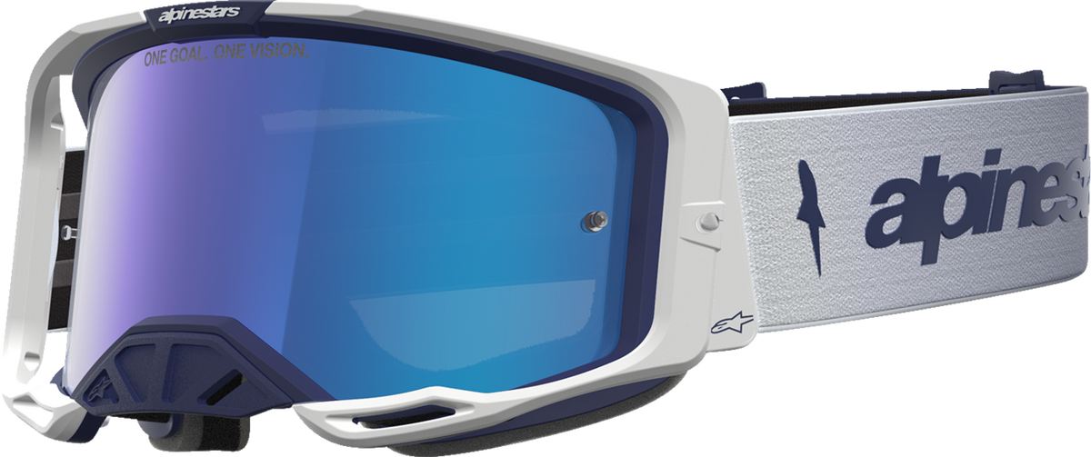 ALPINESTARS GOGGLES Vision 8 Goggle - Amber - Navy/White - Blue Mirror Lens 5101427-7357