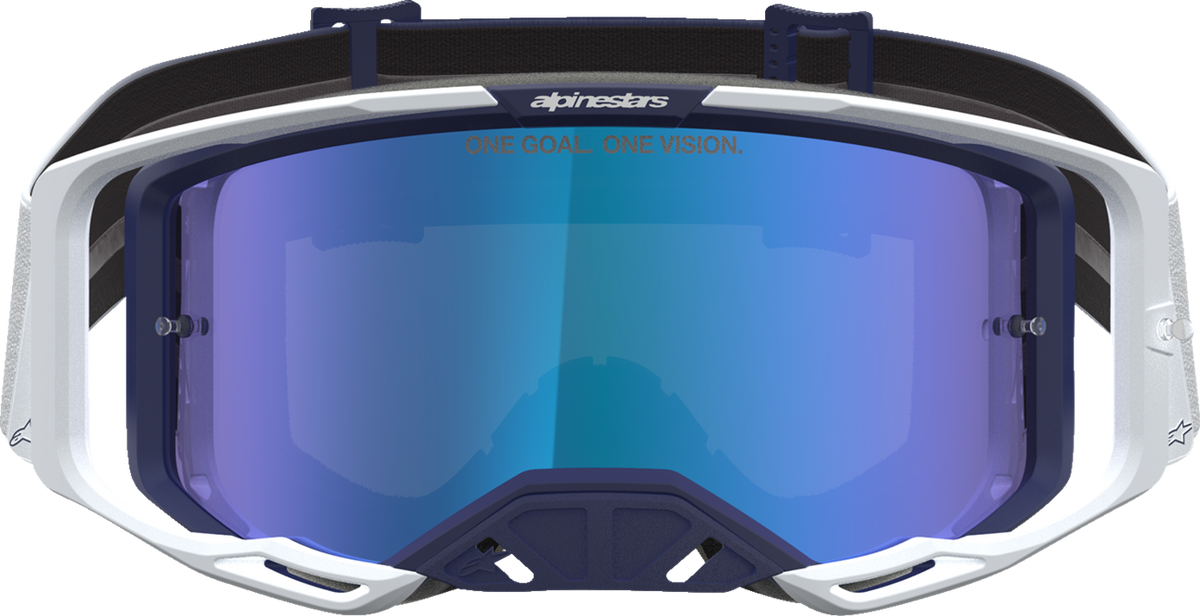 ALPINESTARS GOGGLES Vision 8 Goggle - Amber - Navy/White - Blue Mirror Lens 5101427-7357