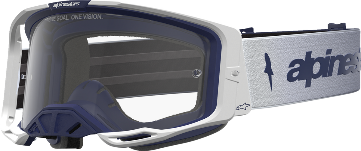ALPINESTARS GOGGLES Vision 8 Goggle - Amber - White/Navy - Clear Lens 5101527-2109