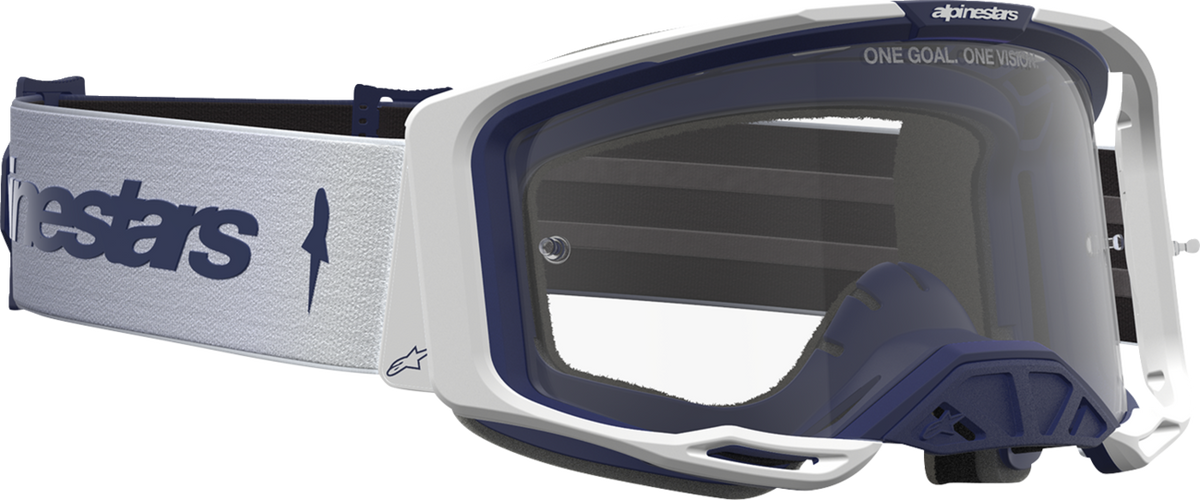 ALPINESTARS GOGGLES Vision 8 Goggle - Amber - White/Navy - Clear Lens 5101527-2109