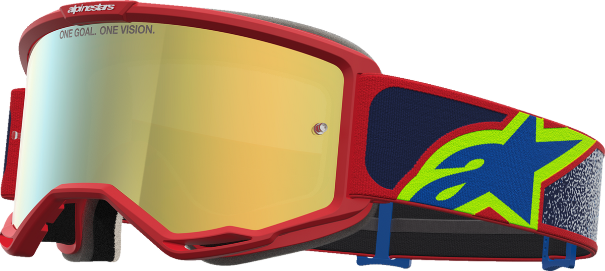 ALPINESTARS GOGGLES Vision 5 Goggle - Drag - Fire Red/Blue - Gold Mirror Lens 5101727-3239