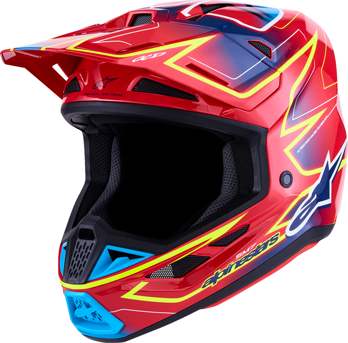 ALPINESTARS SM7 Helmet - Cast - Red/Yellow Fluo/Blue - XS 8302626-3226-XS
