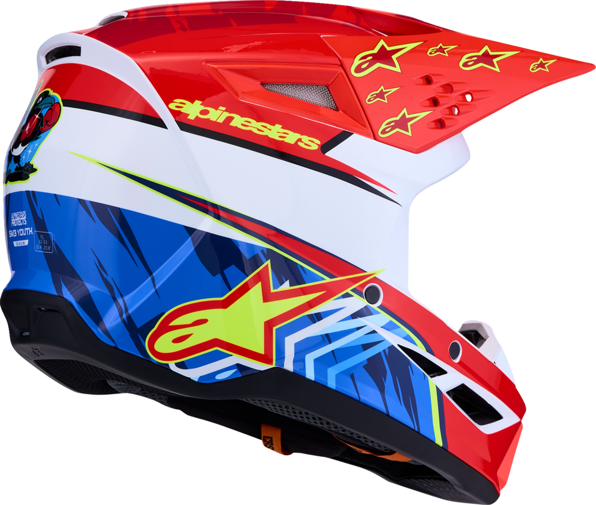ALPINESTARS Youth SM3 Helmet - Falcon - Red Fluo/White/Blue/Yellow Fluo - Medium 8301327-3206- YM
