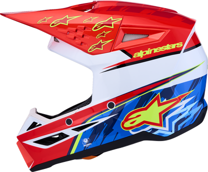 ALPINESTARS Youth SM3 Helmet - Falcon - Red Fluo/White/Blue/Yellow Fluo - Large 8301327-3206- YL
