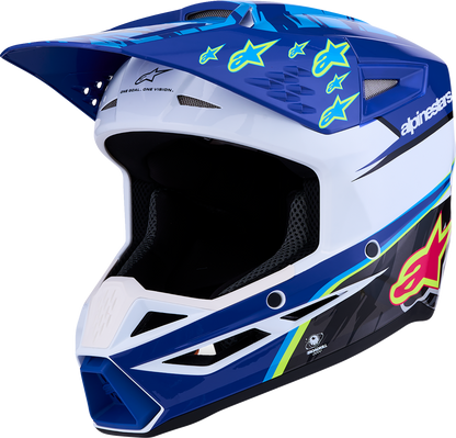ALPINESTARS Youth SM3 Helmet - Falcon - Blue/White/Black/Pink Fluo - Medium 8301327-7347- YM