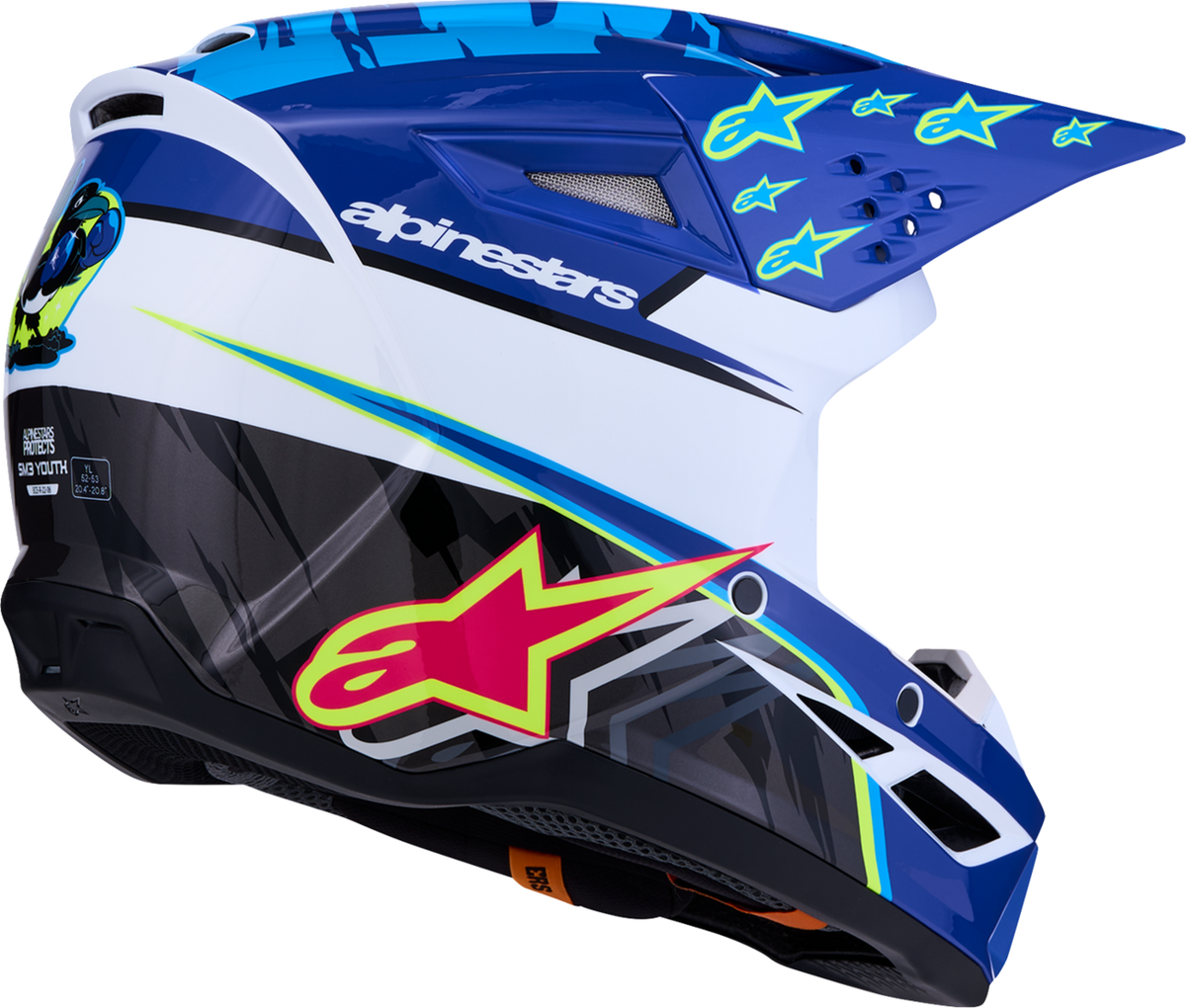 ALPINESTARS Youth SM3 Helmet - Falcon - Blue/White/Black/Pink Fluo - Small 8301327-7347- YS