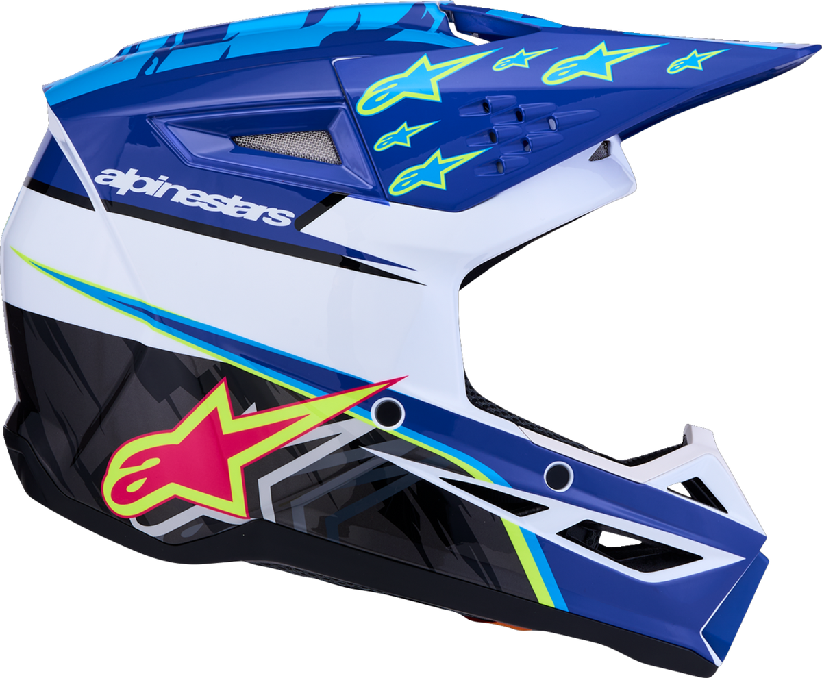 ALPINESTARS Youth SM3 Helmet - Falcon - Blue/White/Black/Pink Fluo - Medium 8301327-7347- YM