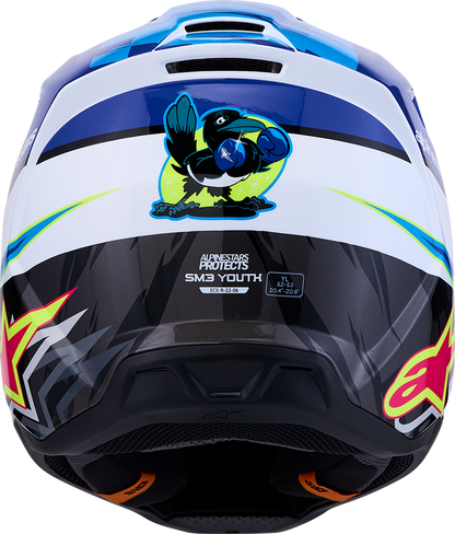 ALPINESTARS Youth SM3 Helmet - Falcon - Blue/White/Black/Pink Fluo - Medium 8301327-7347- YM