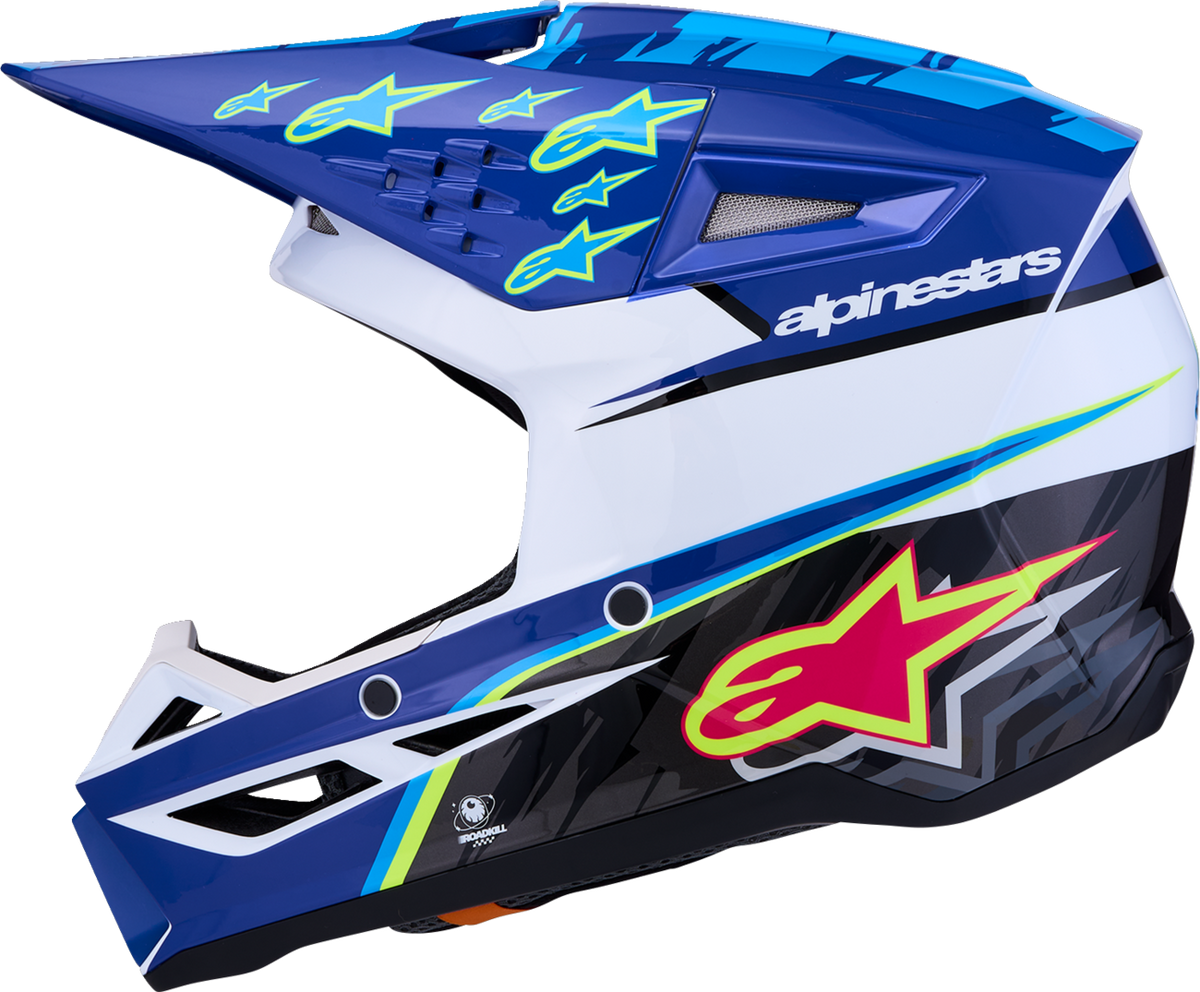 ALPINESTARS Youth SM3 Helmet - Falcon - Blue/White/Black/Pink Fluo - Medium 8301327-7347- YM
