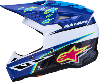 ALPINESTARS Youth SM3 Helmet - Falcon - Blue/White/Black/Pink Fluo - Medium 8301327-7347- YM