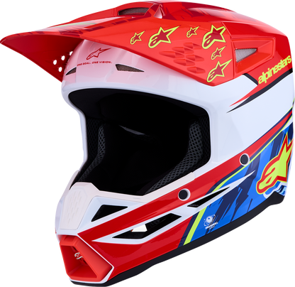 ALPINESTARS SM3 Helmet - Falcon - Red Fluo/White/Blue/Yellow Fluo - Medium 8300927-3206-M