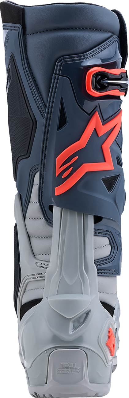 ALPINESTARS Tech 10 Enduro Boots - Medium Gray/Dark Gray/Fluorescent Red - US 12 / EU 47 2010025-9338-12