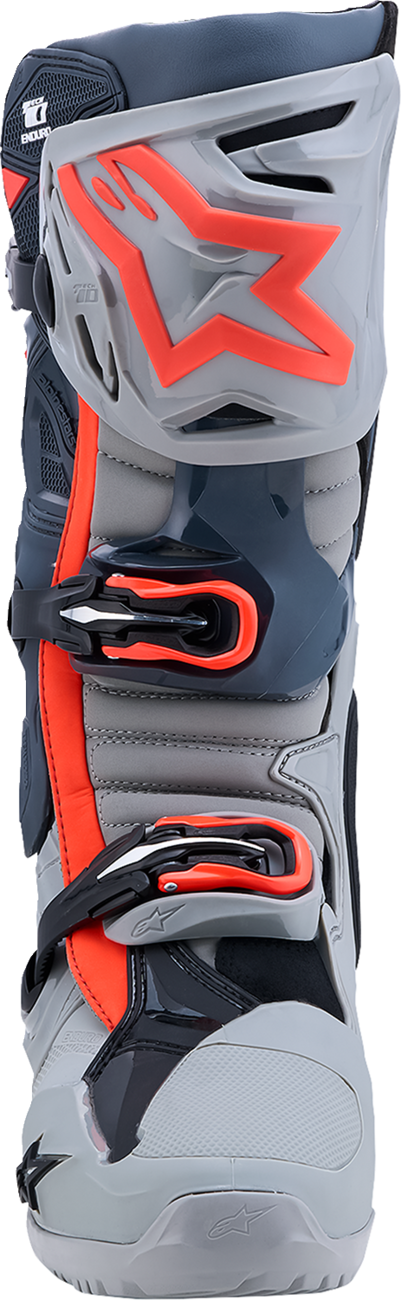 ALPINESTARS Tech 10 Enduro Boots - Medium Gray/Dark Gray/Fluorescent Red - US 13 / EU 48 2010025-9338-13
