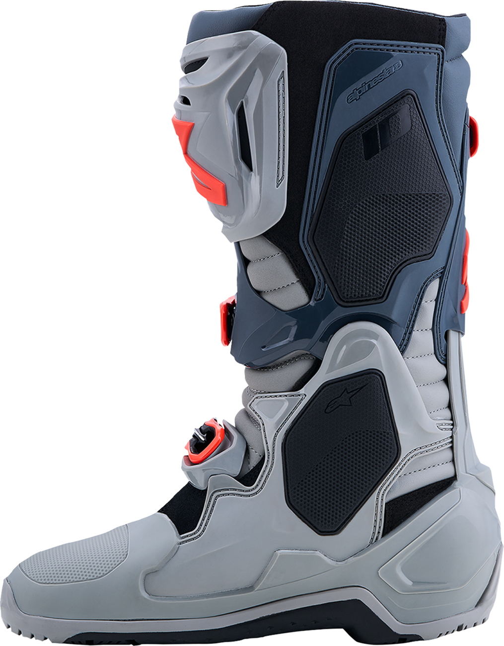 ALPINESTARS Tech 10 Enduro Boots - Medium Gray/Dark Gray/Fluorescent Red - US 13 / EU 48 2010025-9338-13