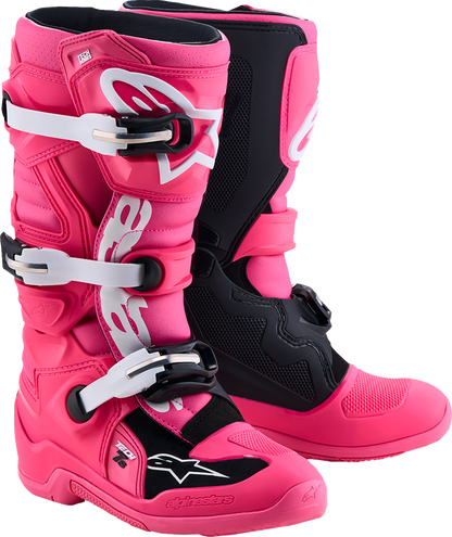 ALPINESTARS Youth Tech 7S Boots - Fluorescent Pink/Black/White - US 5 / EU 38 2015017-3187-5