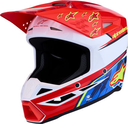 ALPINESTARS Youth SM3 Helmet - Falcon - Red Fluo/White/Blue/Yellow Fluo - Small 8301327-3206- YS