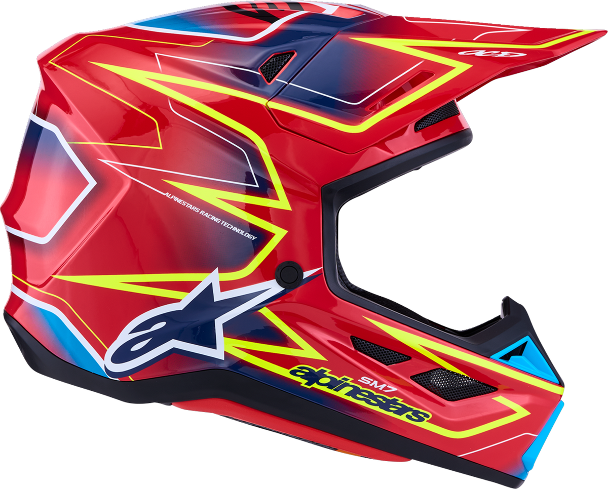 ALPINESTARS SM7 Helmet - Cast - Red/Yellow Fluo/Blue - Medium 8302626-3226-M