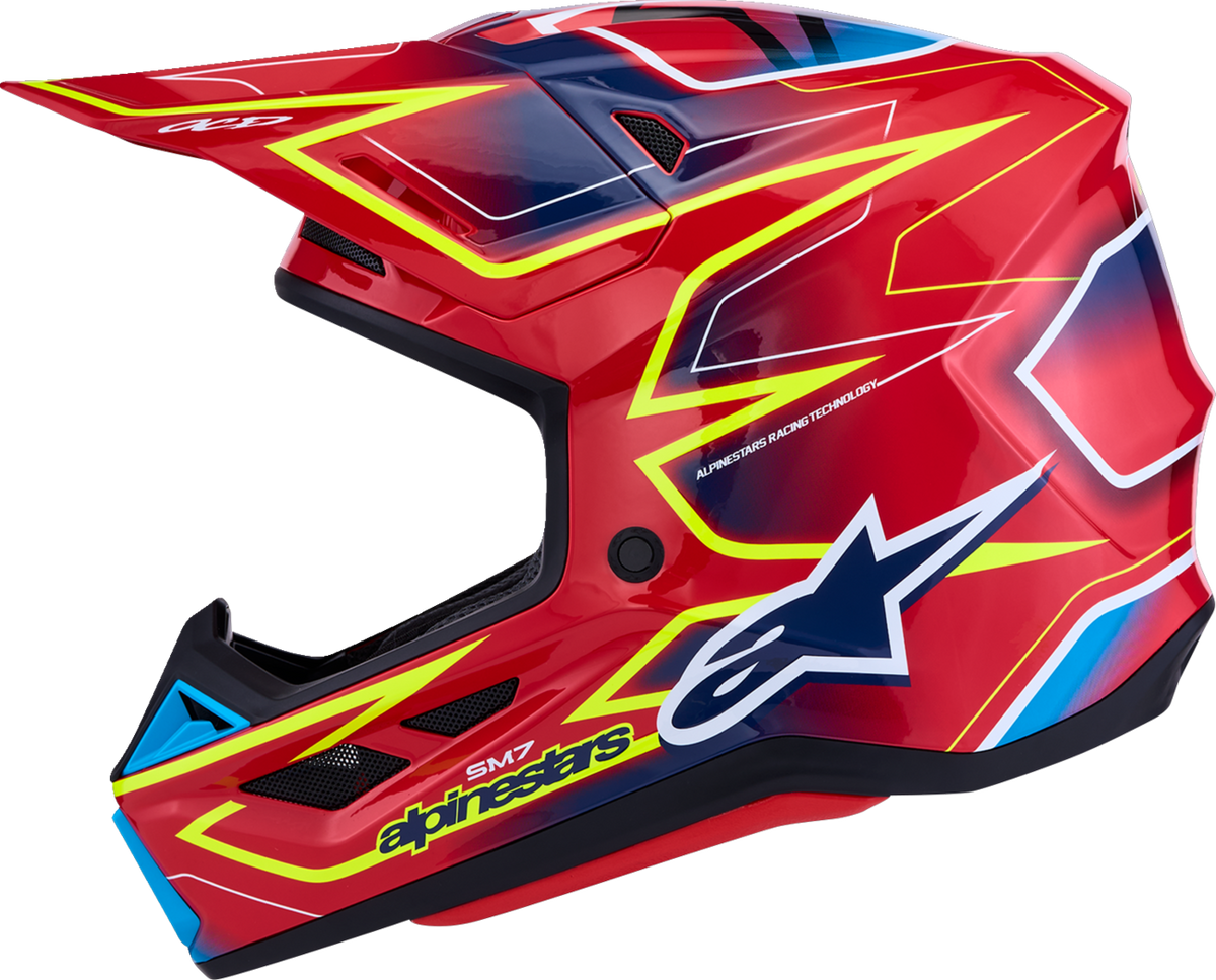 ALPINESTARS SM7 Helmet - Cast - Red/Yellow Fluo/Blue - Medium 8302626-3226-M