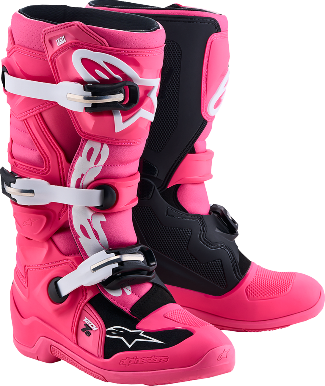 ALPINESTARS Youth Tech 7S Boots - Fluorescent Pink/Black/White - US 6 / EU 39 2015017-3187-6