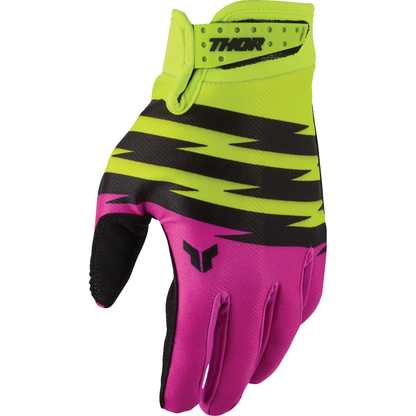 THOR Youth Launchmode Shockie Gloves - Acid/Fuchsia - Medium 3332-2308