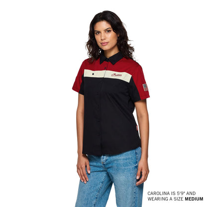 Indian Motorcycle Women's Headress Colorblock Shop Shirt, Red