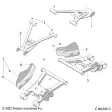 Polaris ATV Control Arm Weld, Upper, Right, Medium Gloss Medium Gloss Black, Genuine OEM Part 1014321-067, Qty 1