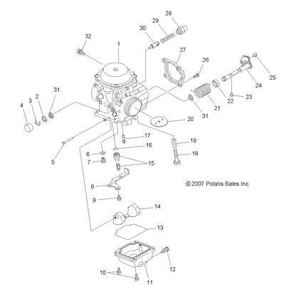 Polaris ATV Carburetor Assembly, Genuine OEM Part 3131572, Qty 1
