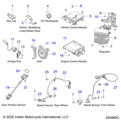 Indian Motorcycle Saddlebag Lock Switch, Genuine OEM Part 4017110, Qty 1