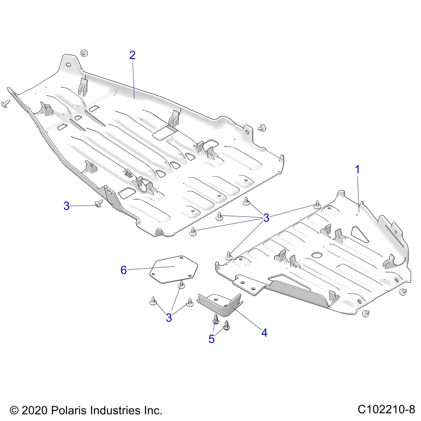 Polaris ATV Skid Plate, Rear, Gloss Black, Genuine OEM Part 5437282-070, Qty 1
