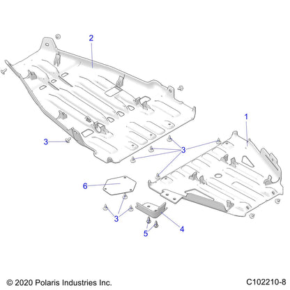 Polaris ATV Skid Plate, Rear, Gloss Black, Genuine OEM Part 5437282-070, Qty 1