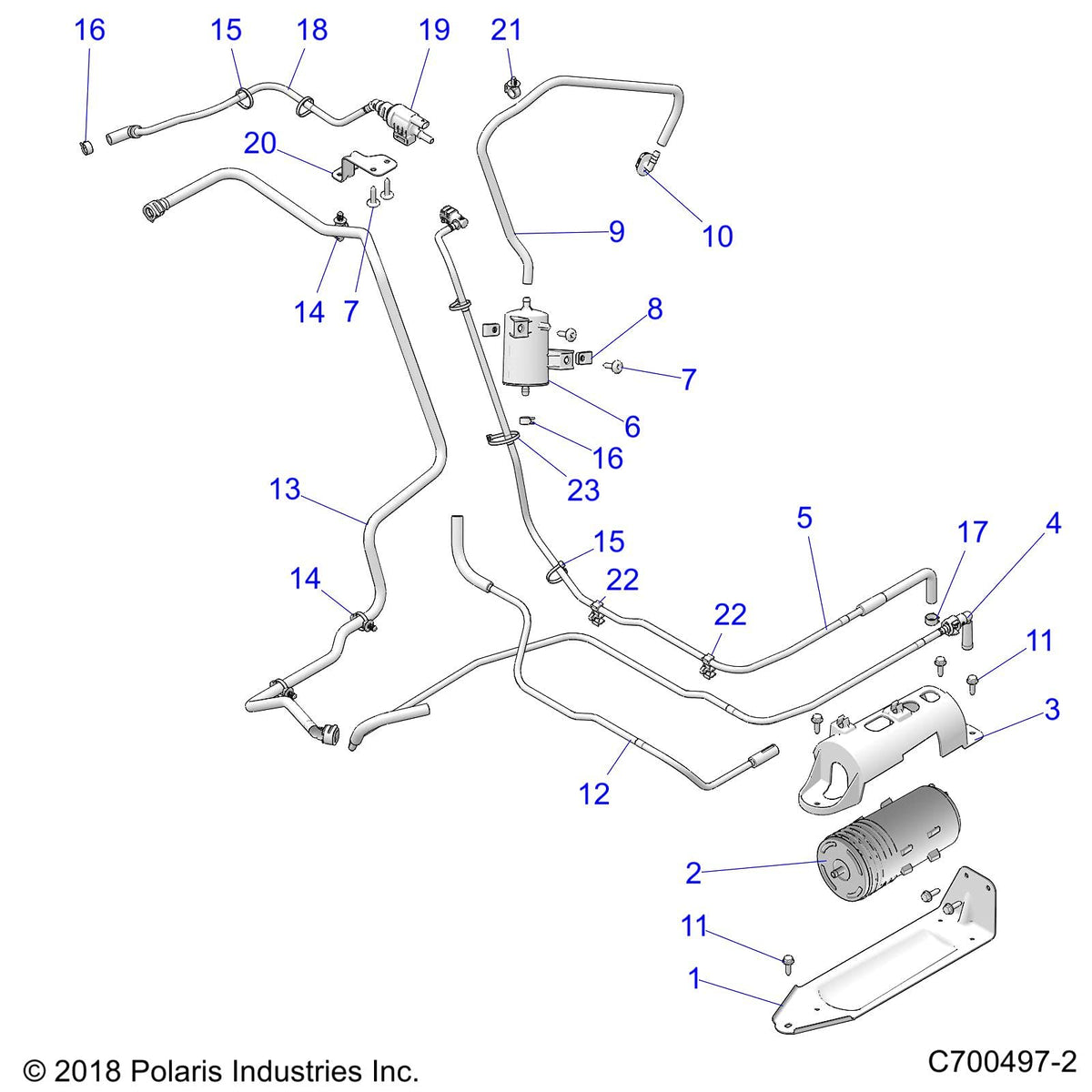 Polaris RZR Tank to Canister Line Assembly, Genuine OEM Part 2521715, Qty 1