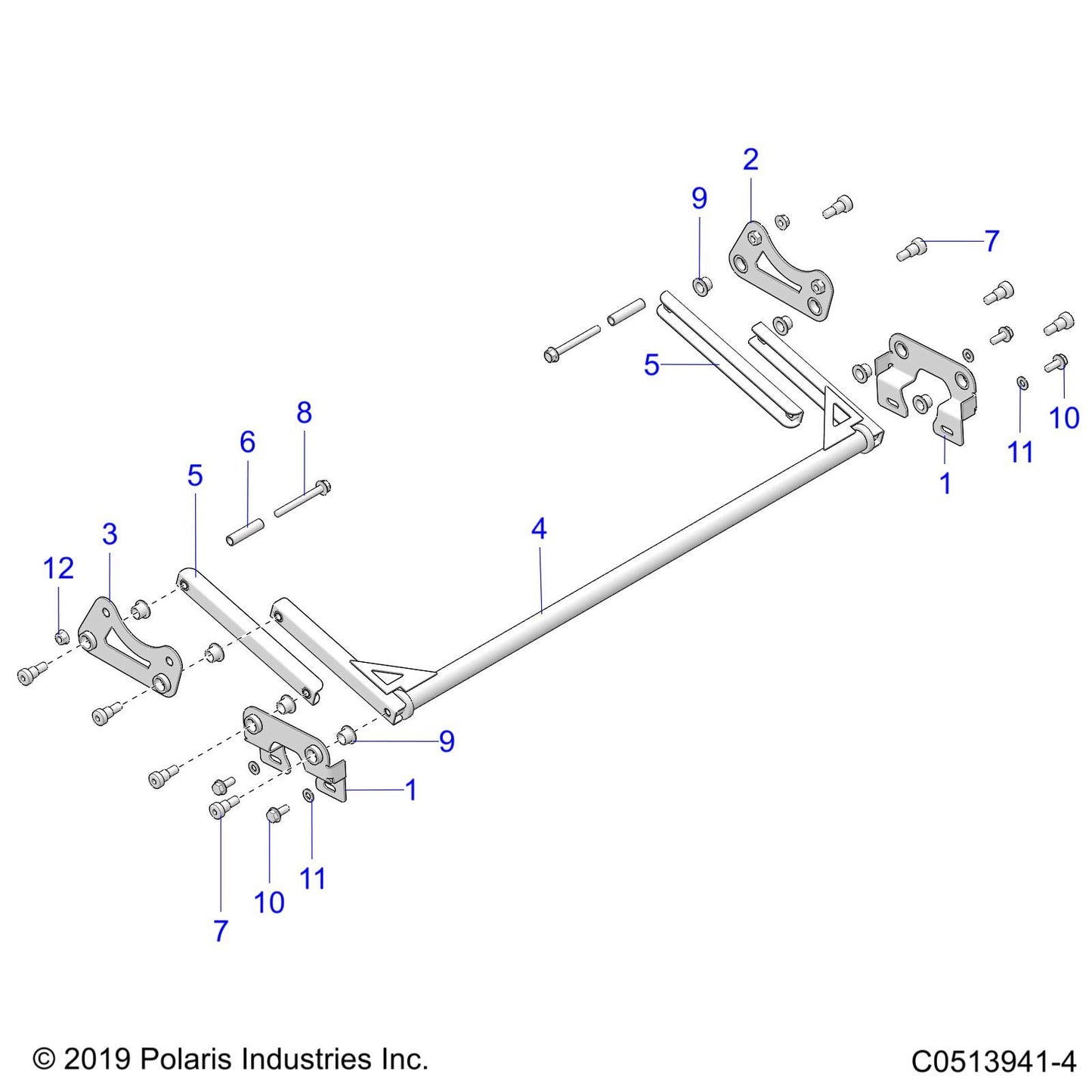 Polaris Slingshot ASM., HINGE,HOOD [INCL.1-9], Genuine OEM Part 1024649, Qty 1