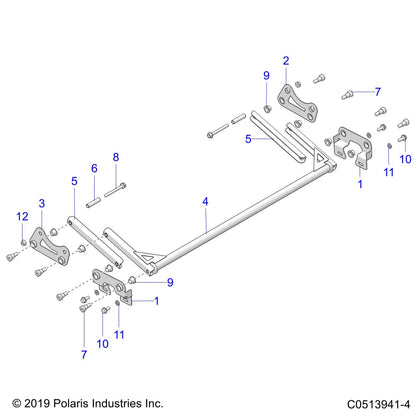 Polaris Slingshot ASM., HINGE,HOOD [INCL.1-9], Genuine OEM Part 1024649, Qty 1