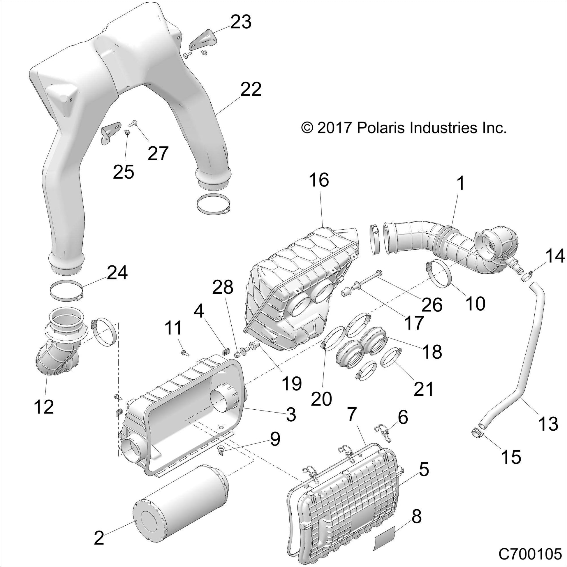 Polaris RZR Engine Housing Intake Weld, Genuine OEM Part 1241175, Qty 1
