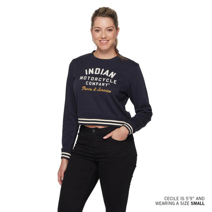 Indian Motorcycle Women's Cropped Retro Top, Navy - 2XL - 286479812