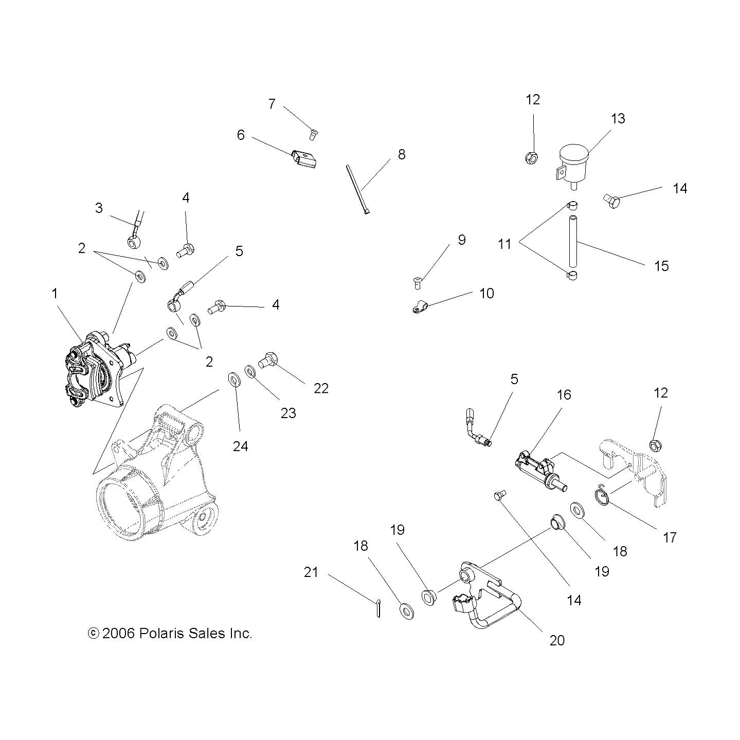 Polaris ATV Master Cylinder Brake Line, Rear, Genuine OEM Part 1910765, Qty 1
