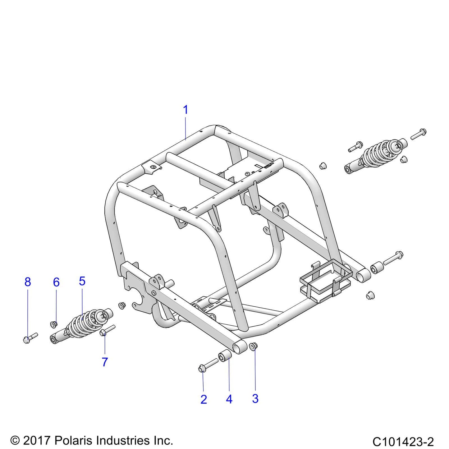 Polaris Ranger ASM-Shock, RR, MZ, Genuine OEM Part 7044919, Qty 1