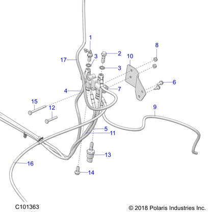 Polaris ATV Brake Line, Rear, Genuine OEM Part 1912205, Qty 1