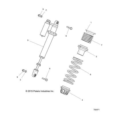 Polaris RZR Front Shock, RZR XP, Fox Piggyback, Left, Genuine OEM Part 7044422, Qty 1